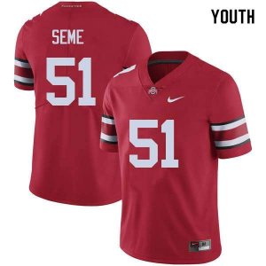NCAA Ohio State Buckeyes Youth #51 Nick Seme Red Nike Football College Jersey KQT6045VD